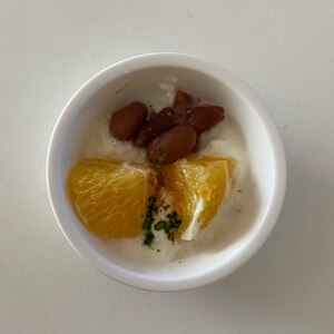 甘夏と黒蜜と抹茶のヨーグルト